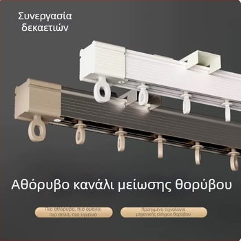 Deyu ZL20 ήσυχη ράγα κουρτίνας, παχύτερο κράμα αλουμινίου, λευκή επάνω-τοποθετημένη διπλή ράγα, πλευρική ολίσθηση και ρωμαϊκή ράβδος