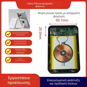 Κινητός PCBA μονάδα ασύρματης φόρτισης με μαγνητικό σχεδιασμό; 2 A στα 9 V; χωρητικότητα 100000; συμβατό με κινητά, ακουστικά και ρολόγια; προστασίες: υπερρεύματος, υπερτάσης, υπερθερμάνσης, βραχυκύκλωμα με ανίχνευση ξένων αντικειμένων (FOD) και πιστοποίησ