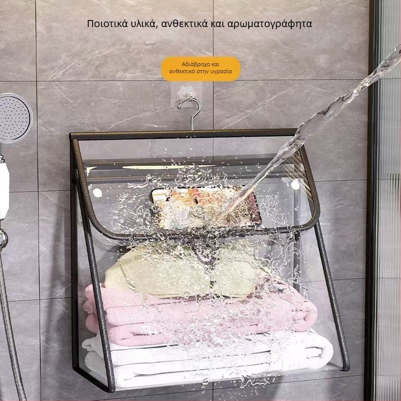 Οργανωτής μπάνιου κρεμαστός από διαφανές PVC, αδιάβροχος, εγκατάσταση σε τοίχο, για εσώρουχα και ρούχα