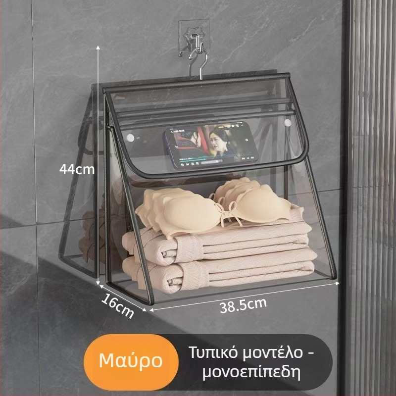 Οργανωτής μπάνιου κρεμαστός από διαφανές PVC, αδιάβροχος, εγκατάσταση σε τοίχο, για εσώρουχα και ρούχα
