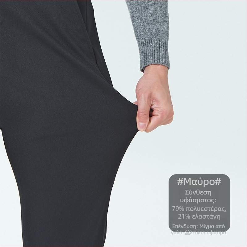 Ανδρικοί χειμωνιάτικοι παντελόνες για business στυλ, ίσια γραμμή, φλις επένδυση, ύφασμα από 72% πολυεστέρα, τρεις προστασίες