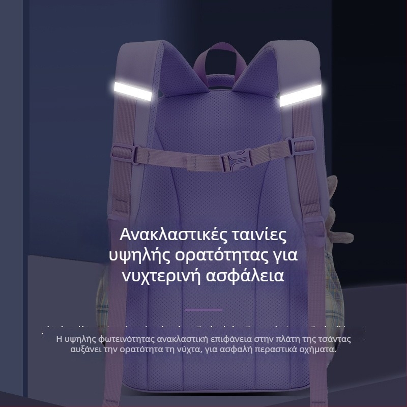 Τσάντα πλάτης για κορίτσια Δημοτικού 1–6, πολυεστέρας, ελαφριά, ιμάντες με αερόσακο, διαπνέουσα, αδιάβροχη, ανθεκτική στη φθορά, με σχέδιο anime