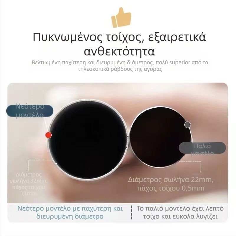 Σετ επεκτειόμενης ράβδου κουρτινών χωρίς διάτρηση — Ανοξείδωτος χάλυβας, παχύτερη και μακρύτερη, μοντέρνο μινιμαλιστικό στυλ