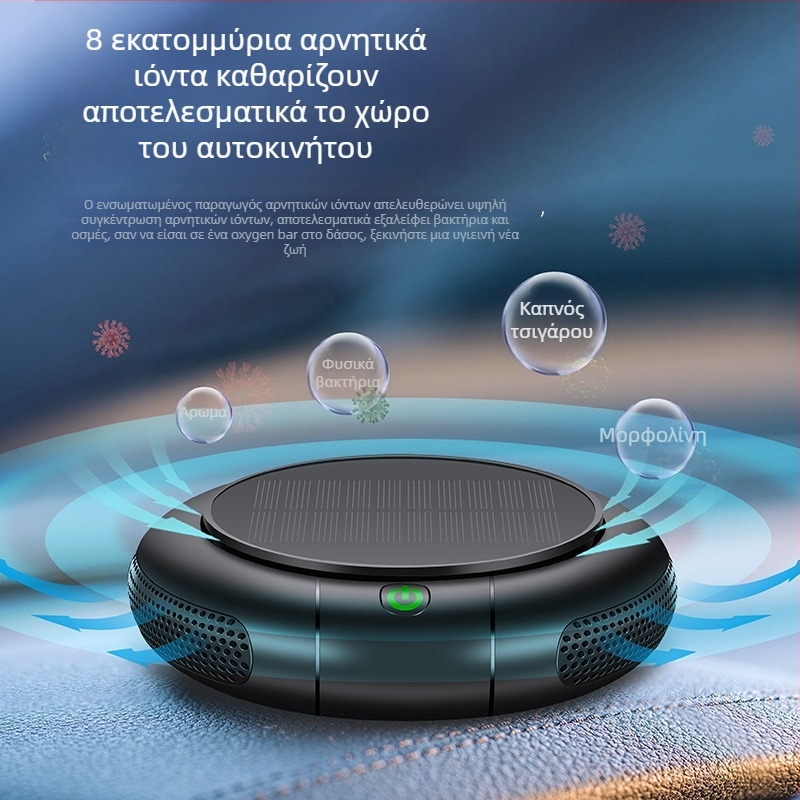 Ηλιακός αυτοκίνητο και οικιακός φιλτράρισμα αέρα με αρνητικά ιόνια, ασύρματος, 8 εκατομμύρια ιόνια, ροή αέρα 50 m3/h, θόρυβος 50 dB