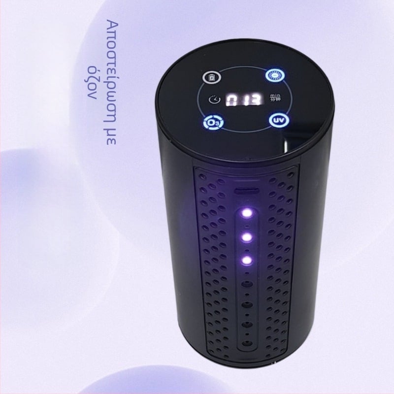 Καθαριστής αέρα με αρνητικά ιόντα, UV και όζον; απομάκρυνση οσμών, φορμαλδεΰδης και απολύμανση (Θόρυβος ≤36 dB; Ροή αέρα 50 m³/ώρα; Κάλυψη 21–30㎡; Τροφοδοσία: μπαταρία λιθίου; Επιτραπέζια μορφή)