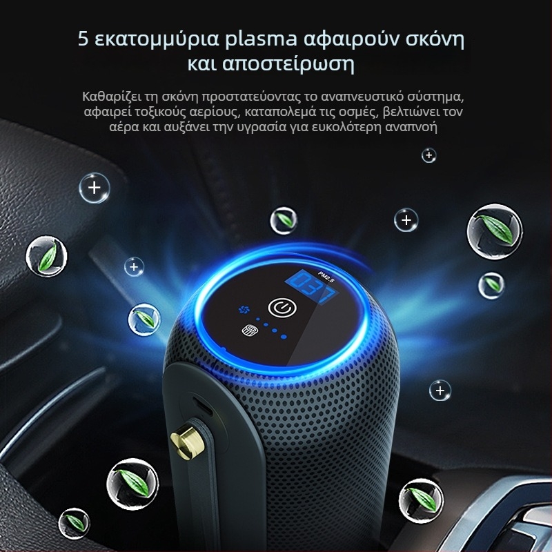 Φίλτρο καθαρισμού αέρα αυτοκινήτου KT.9128 — 5W/5V, Καθολική συμβατότητα οχήματος, 5 εκατομμύρια αρνητικά ιόνια, Ενεργό Οξυγόνο <0.001