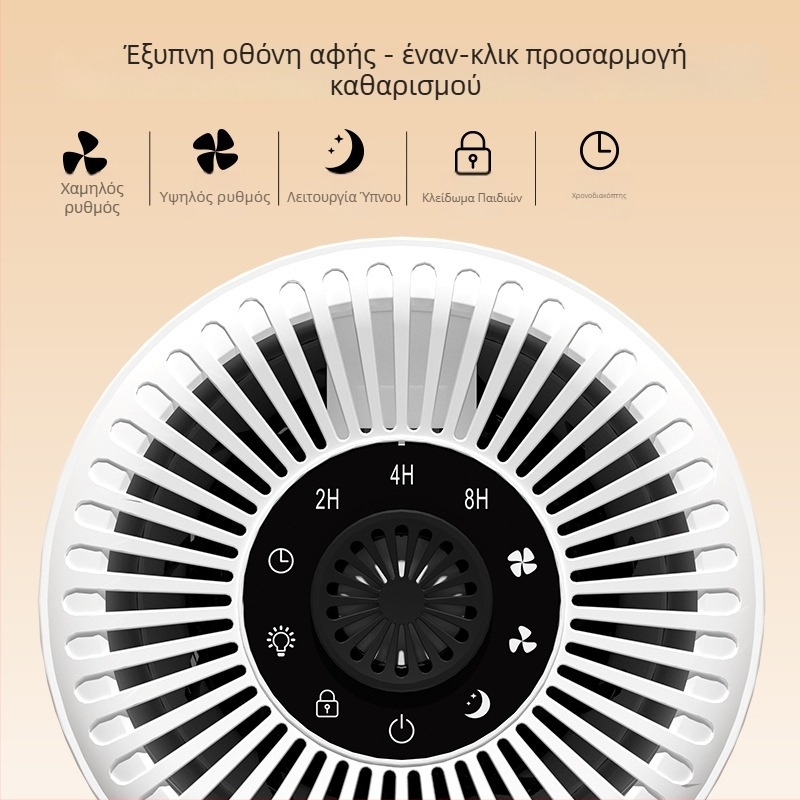 Επιτραπέζιος καθαριστής αέρα με αρνητικά ιόντα, 51–150 m³/h, θόρυβος 32,8 dB, τροφοδοσία USB, συνθετικό φίλτρο