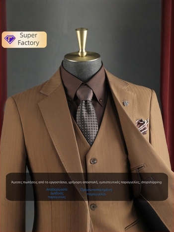 Σετ ανδρικού κοστουμιού για επιχειρηματικό ντύσιμο με επίπεδο πέτο, μονόβερτο κλείσιμο με ένα κουμπί, πολυεστερική ανάμειξη 67,1%, πλευρικά σχισίματα