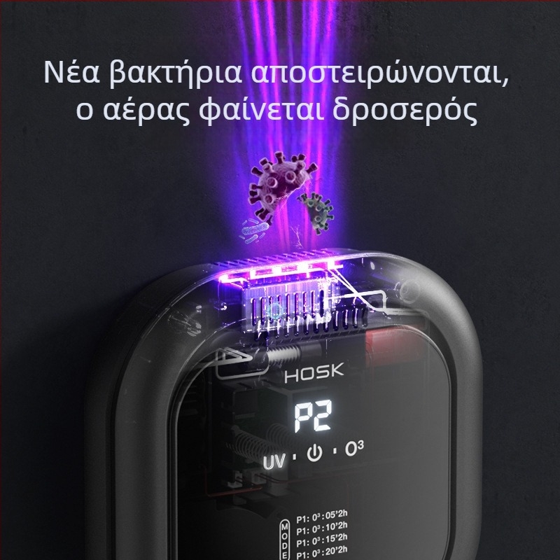 Απολυμαντής αέρα με υπεριώδη απολύμανση και όζον, αφαίρεση φορμαλδεΰδης και οσμών, USB τροφοδοσία