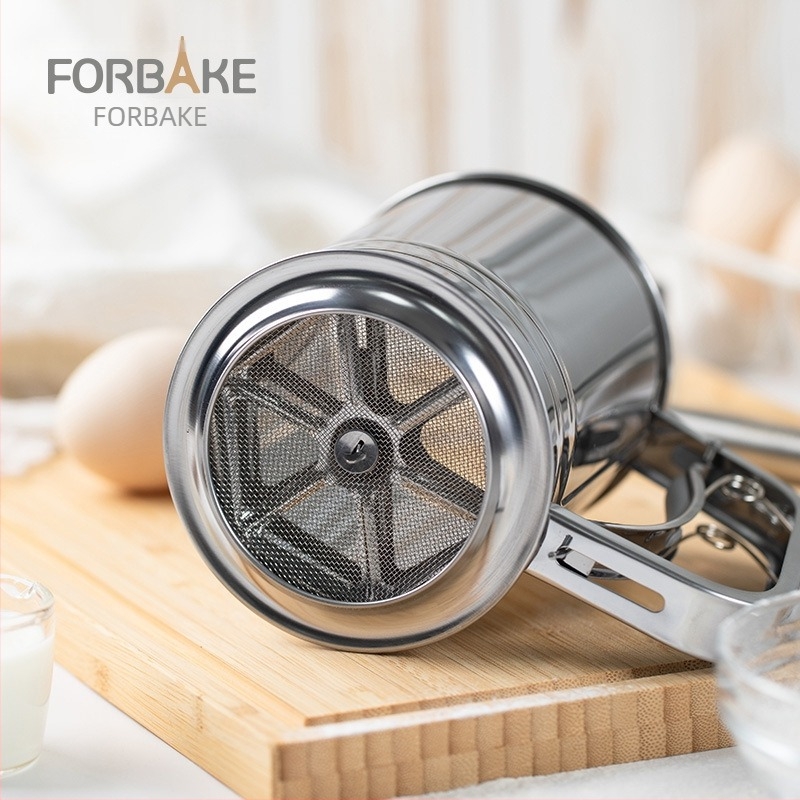 FOR BAKE Χειροκίνητο κόσκινο αλεύρου για οικιακό ψήσιμο, ημι-αυτόματο με φίλτρο διχτυού