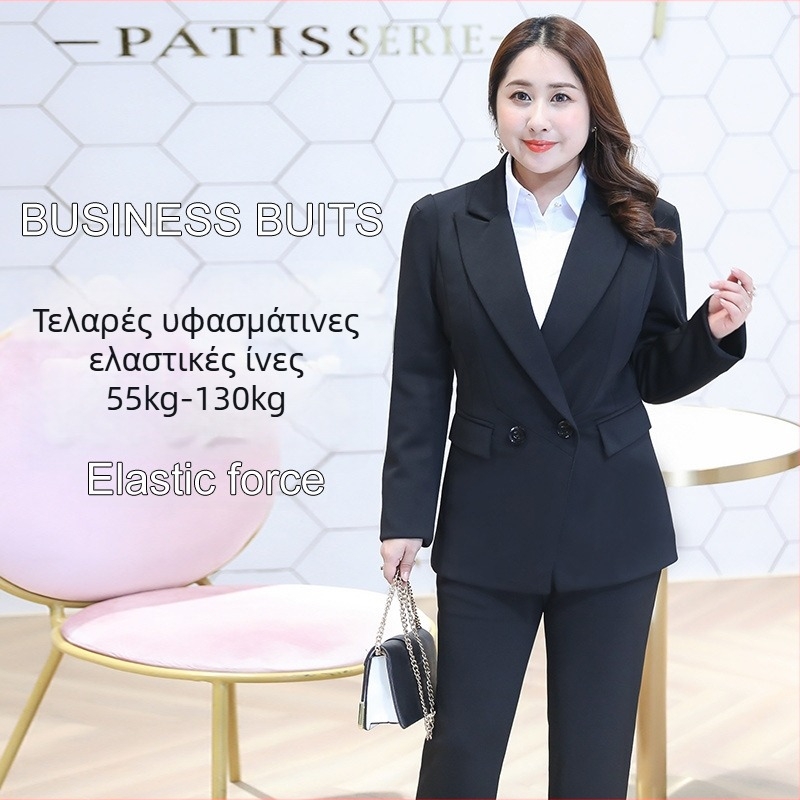 Γυναικείο σακάκι κοστουμιού με μακριά μανίκια, Stretch Roman ύφασμα, πολυεστέρας, πλεκτή ύφανση, στυλ Temperament Commuter, γιακά κοστουμιού