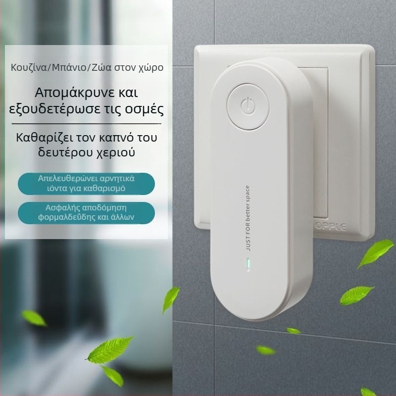 Μίνι καθαριστής αέρα οικιακής χρήσης — αρνητικά ιόντα, αφαίρεση φορμαλδεΰδης, 400 m³/h, κατάλληλο για 61 m²+, θόρυβος >70 dB