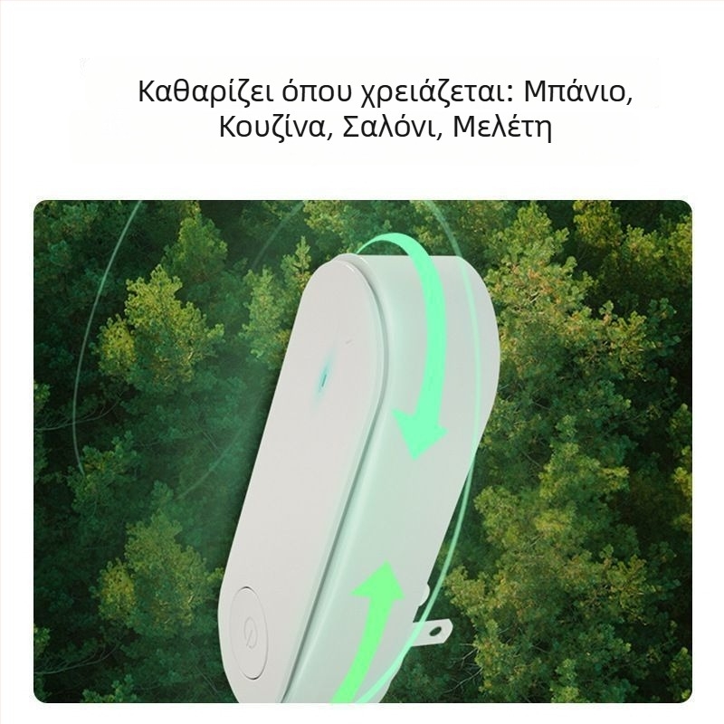 Μίνι καθαριστής αέρα οικιακής χρήσης — αρνητικά ιόντα, αφαίρεση φορμαλδεΰδης, 400 m³/h, κατάλληλο για 61 m²+, θόρυβος >70 dB