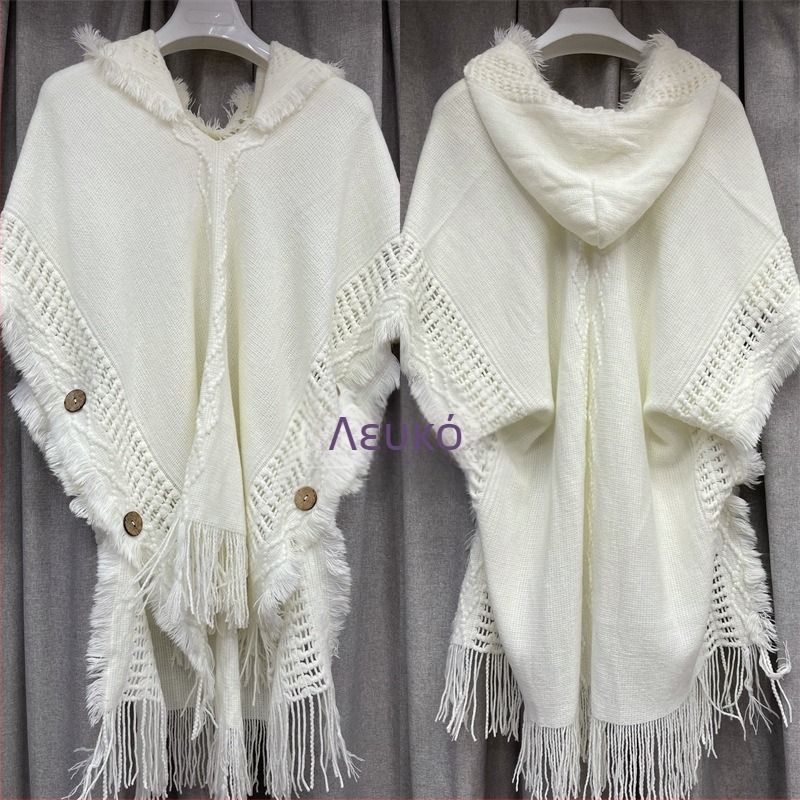 Γυναικείος πλεκτός πουλόβερ με κουκούλα, μανίκια τύπου μπατ, ακρυλικό 95%+, μεσαίο μήκος