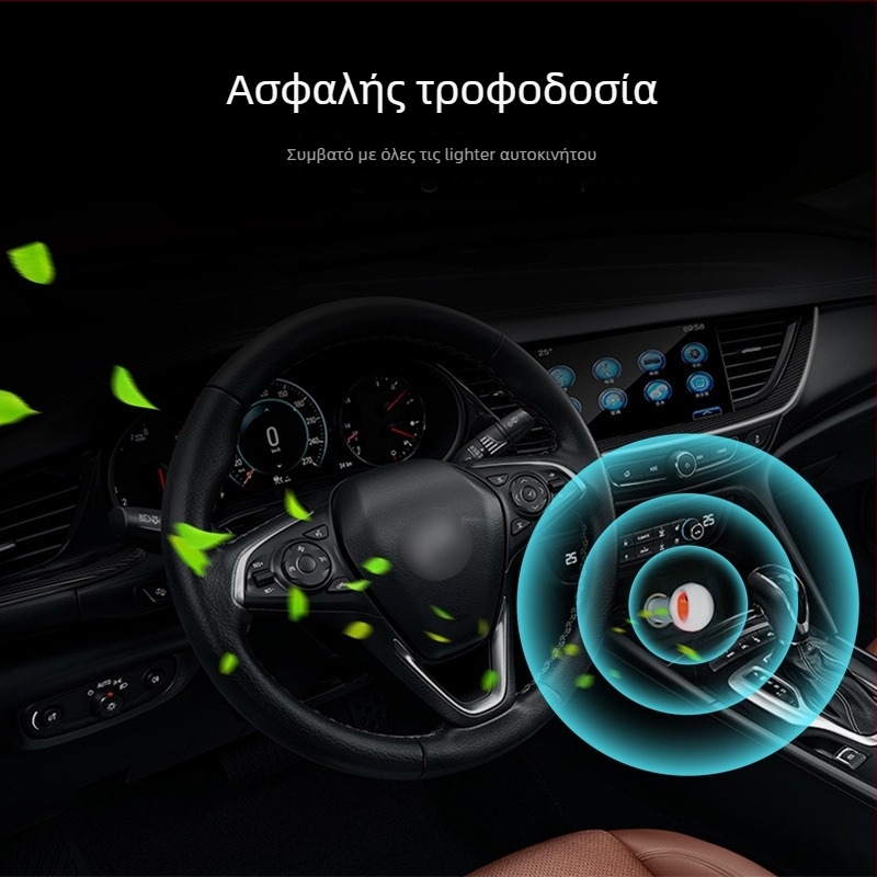 Landsign Φορητός Μίνι Αεροκαθαριστής Αυτοκινήτου – Αρνητικά Ιόνια, Χαμηλός Θόρυβος <36 dB, Ροή Αέρα 51–150 m³/h, Τροφοδοσία από Όχημα, Εμβέλεια έως 10 m²