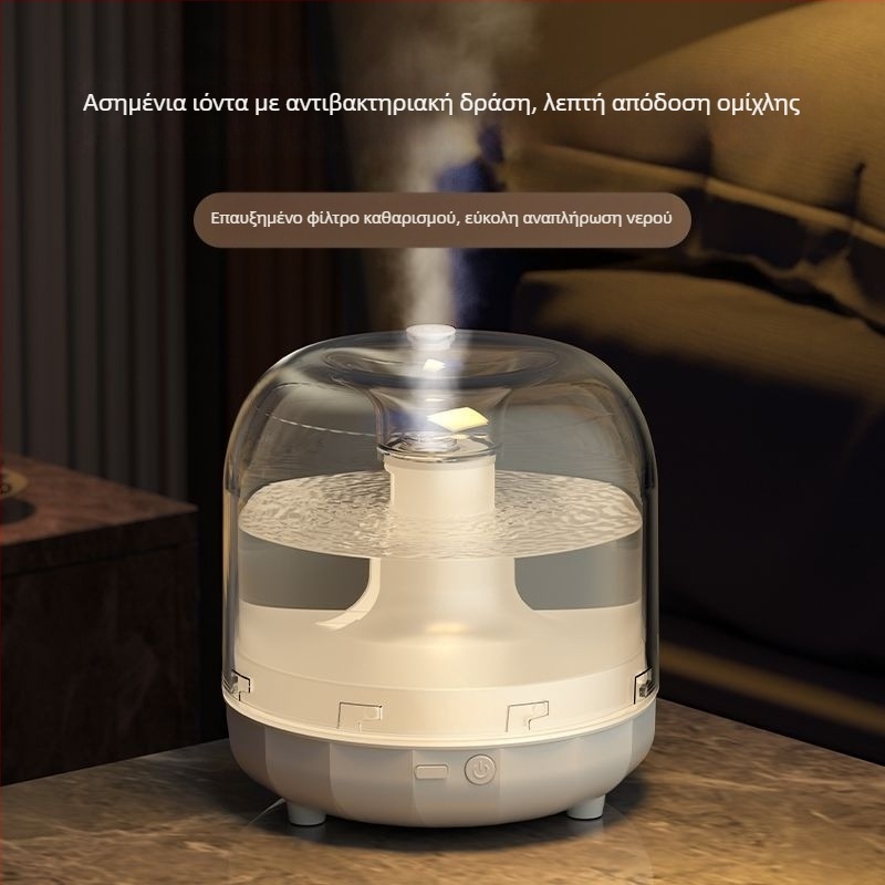 Υγραντήρας οικίας και γραφείου με 3 εξόδους ατμών, δεξαμενή 10 L, κάλυψη 41–60 m², ήσυχη λειτουργία <36 dB, τροφοδοσία με μπαταρία
