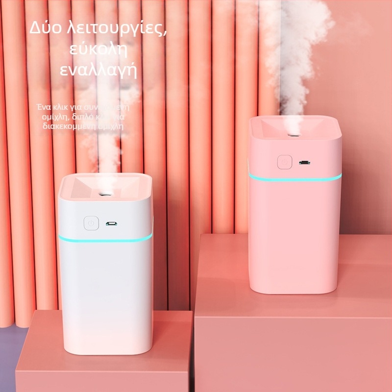Μίνι USB υγραντήρας οικιακής χρήσης, κάλυψη 10–20 m², δεξαμενή ≤0,5 L, 1 έξοδος ομίχλης, τροφοδοσία USB 2–4 W, θόρυβος κάτω από 36 dB