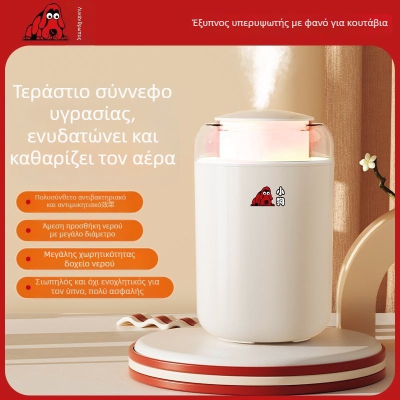 Υγραντήρας αέρα για χώρους 41–60 τ.μ., δεξαμενή 1,0–2,5 L, 2 έξοδοι ομίχλης, λειτουργεί με μπαταρία, ήσυχη λειτουργία κάτω από 36 dB