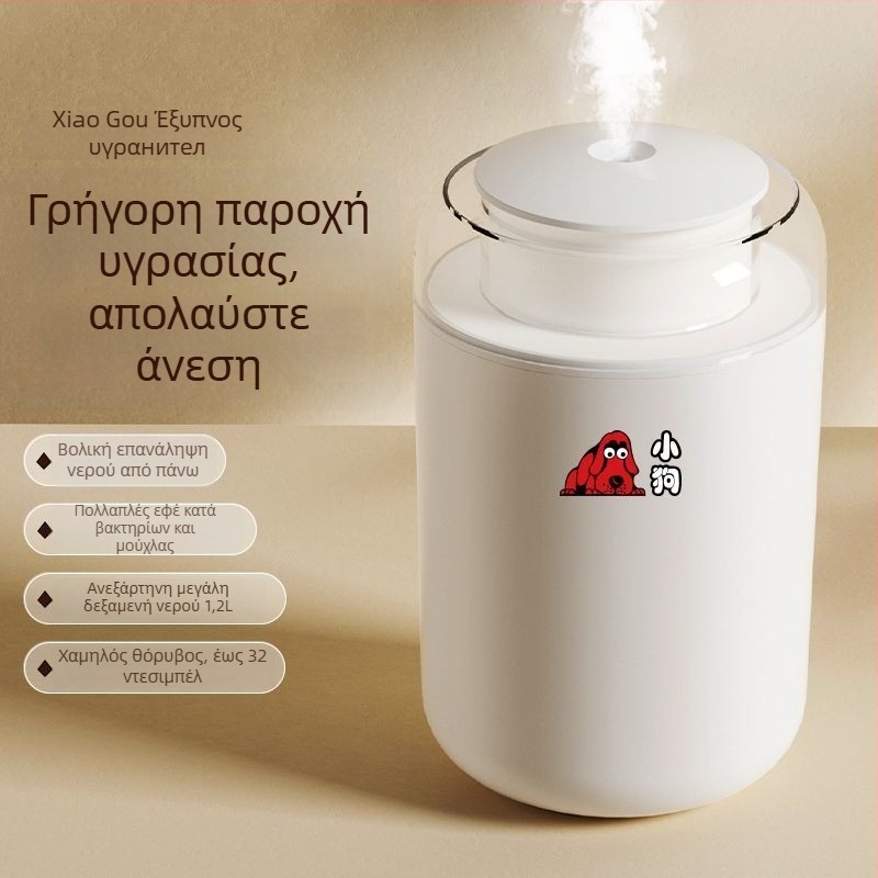 Υγραντήρας αέρα για χώρους 41–60 τ.μ., δεξαμενή 1,0–2,5 L, 2 έξοδοι ομίχλης, λειτουργεί με μπαταρία, ήσυχη λειτουργία κάτω από 36 dB