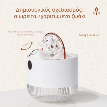 Μίνι υγραντήρας γραφείου USB, νυχτερινό φως, αθόρυβος, δεξαμενή 0.5–1 L, χρονόμετρο 2–8 ωρών