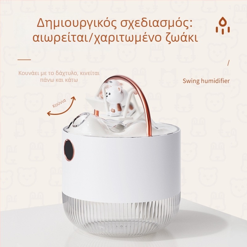 Μίνι υγραντήρας γραφείου USB, νυχτερινό φως, αθόρυβος, δεξαμενή 0.5–1 L, χρονόμετρο 2–8 ωρών