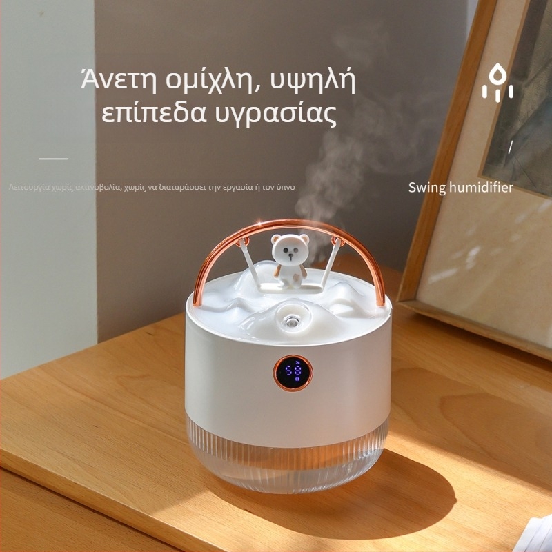 Μίνι υγραντήρας γραφείου USB, νυχτερινό φως, αθόρυβος, δεξαμενή 0.5–1 L, χρονόμετρο 2–8 ωρών
