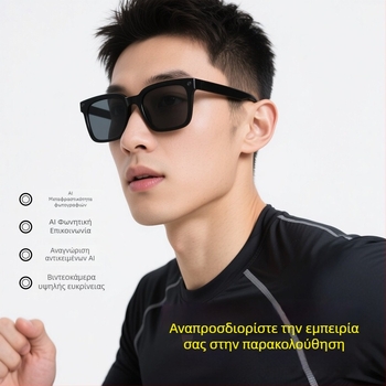 AI Έξυπνα Γυαλιά: 4K σταθεροποίηση βίντεο, Bluetooth έως 10 μ., Έλεγχος αφής και φωνής, Μετάφραση σε πραγματικό χρόνο