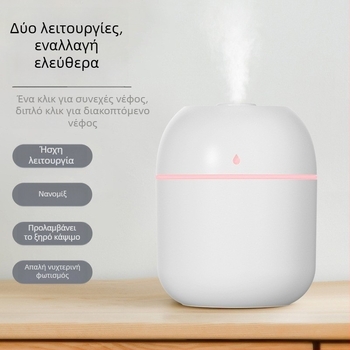 Υγραντήρας αέρα με περιβαλλοντικό φωτισμό, τροφοδοσία USB, ήσυχη λειτουργία, κάλυψη έως 10 τ.μ.