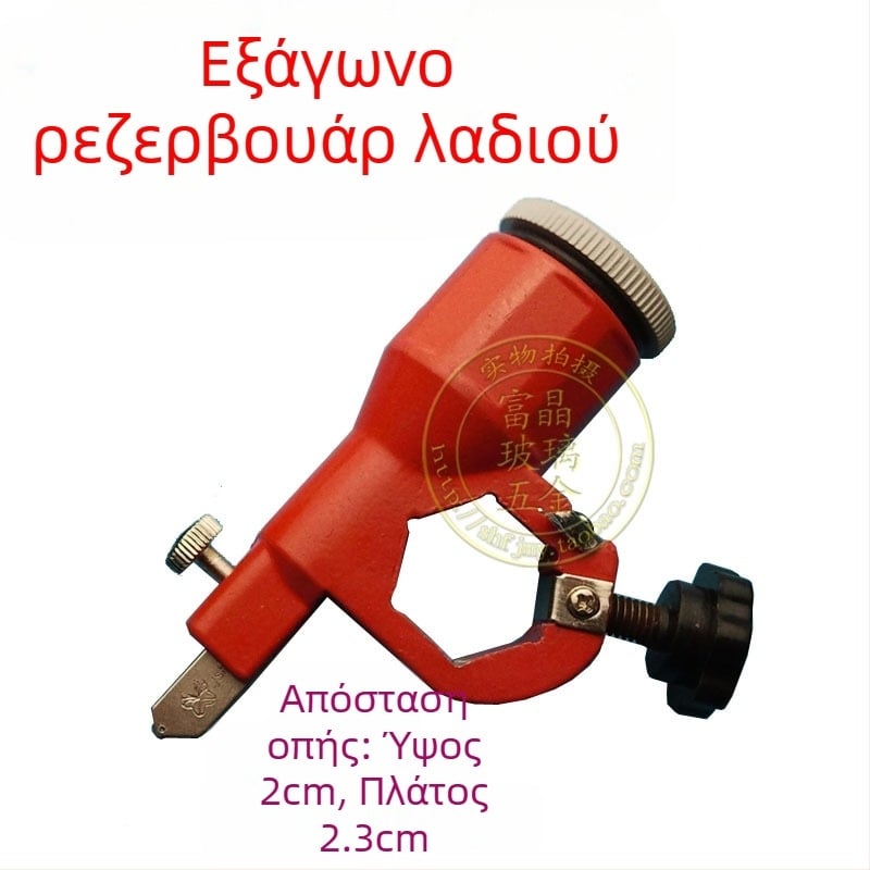 Έξιγωνικός Τ-σχηματισμένος γυάλινος κόφτης κεφαλής με γυάλινο χάρακα και δοχείο λαδιού, μοντέλο 001, για βαθιά επεξεργασία γυαλιού