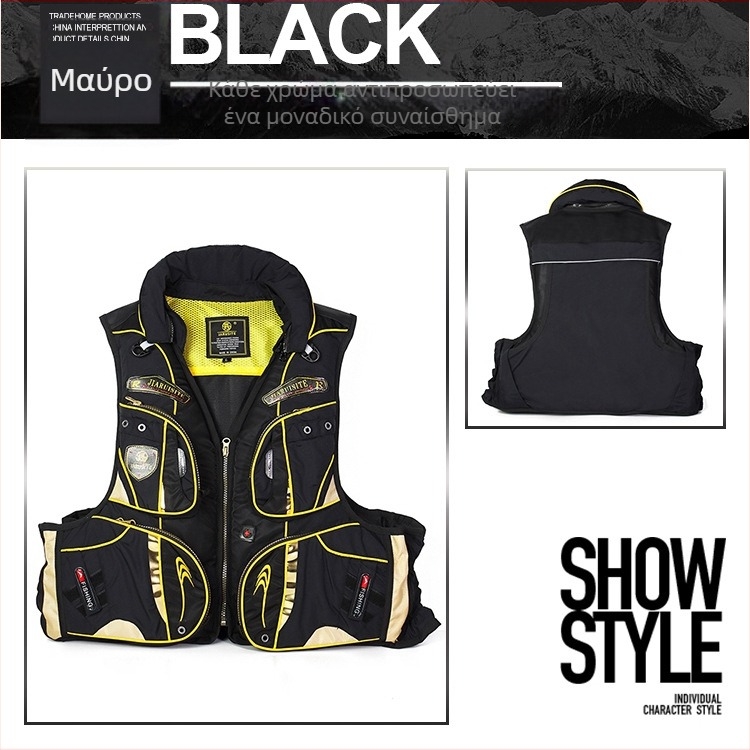 Ψαρευτικό γιλέκο με πολλές τσέπες, αναπνεύσιμο ύφασμα Tasilon, κωδικός J30, για ψάρεμα και θαλάσσια σπορ, κατάλληλο για όλες τις εποχές