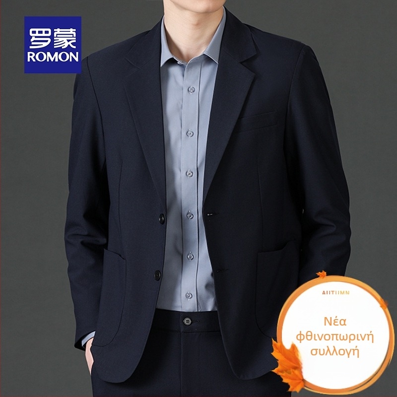 Romon ανδρικό casual σακάκι, Stand collar, μονόμπροστο, χαλαρή γραμμή, λεπτό ύφασμα, κύριο ύφασμα: λινό