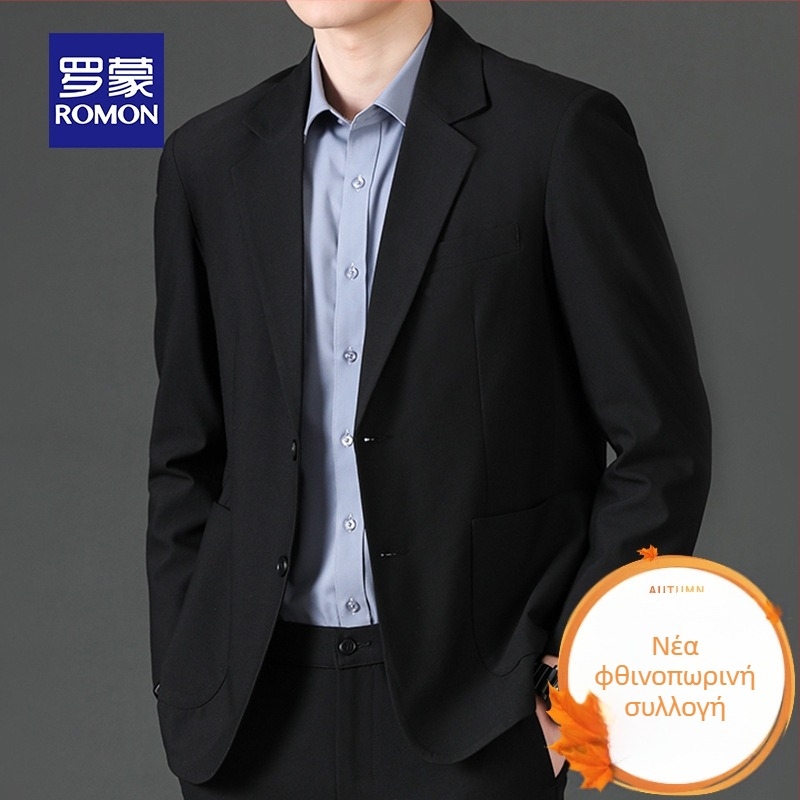 Romon ανδρικό casual σακάκι, Stand collar, μονόμπροστο, χαλαρή γραμμή, λεπτό ύφασμα, κύριο ύφασμα: λινό