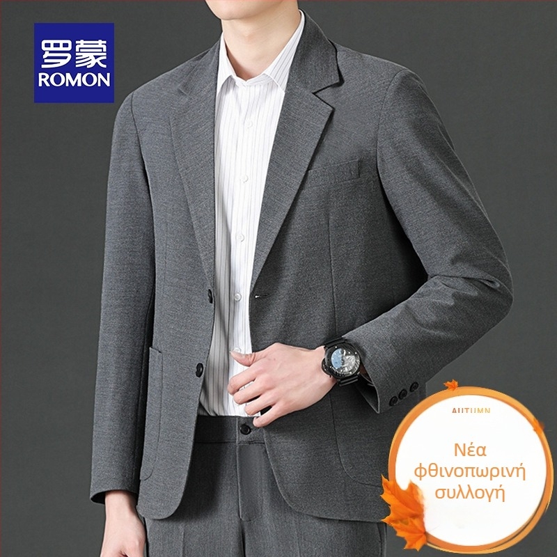 Romon ανδρικό casual σακάκι, Stand collar, μονόμπροστο, χαλαρή γραμμή, λεπτό ύφασμα, κύριο ύφασμα: λινό