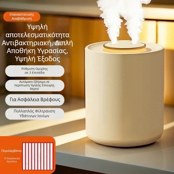 Υγραντήρας γραφείου, επαναφορτιζόμενος, 3 έξοδοι ομίχλης, δεξαμενή 10 L, ανοξείδωτο σώμα, αρνητικά ιόντα
