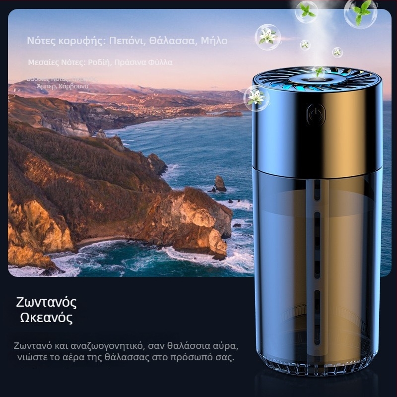 S10 υγραντήρας αέρα αυτοκινήτου με διαχύτη αρωμάτων — δεξαμενή νερού 0,5–1 L, παροχή USB/αυτοκινήτου, περισσότερες από 3 εξόδους ψεκασμού, θόρυβος κάτω από 36 dB, ισχύς 5 W