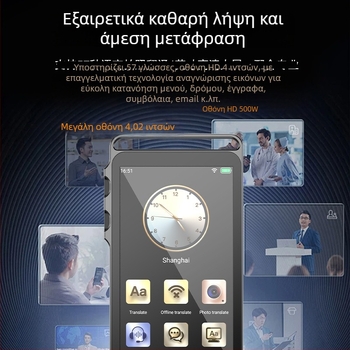 Μεταφραστής πολλών γλωσσών με ταυτόχρονη διερμηνεία, offline AI εκμάθηση αγγλικών, καταγραφή συνεδριάσεων, μετάφραση φωτογραφιών, διεπαφή Type-C