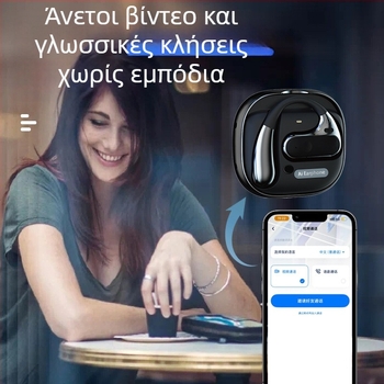AI ακουστικά μετάφρασης με Bluetooth, συμβατό με iOS/Android, εμβέλεια 10 μ, φωνητικός μεταφραστής, αναπαραγωγή μουσικής και απάντηση σε κλήσεις, μοντέλο T19