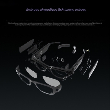 AI έξυπνα γυαλιά με κάμερα 2 MP, φοριούνται στο κεφάλι, ασύρματη εμβέλεια 5–10 m, έλεγχος με κουμπί, βάρος 43 g