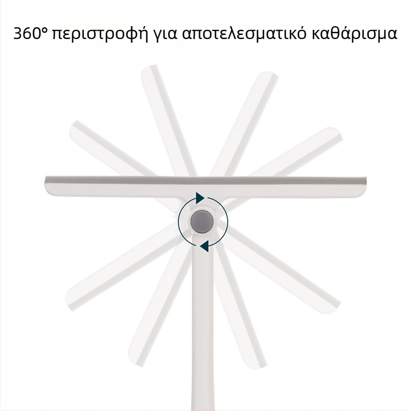 FaSoLa περιστρεφόμενος αποξεστήρας παραθύρων για μπάνιο — χειροκίνητο εργαλείο καθαρισμού γυαλιού (PP/TPR), με σκούπισμα από τη μια πλευρά, οικιακή χρήση