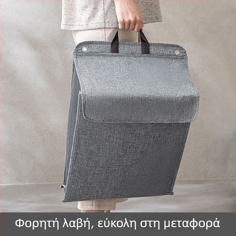 Πτυσσόμενος επιτοίχιος κάδος βρώμικων ρούχων, βαμβακερό υλικό, αποθήκευση οικίας και φοιτητικής εστίας, σύγχρονος μινιμαλιστικός σχεδιασμός