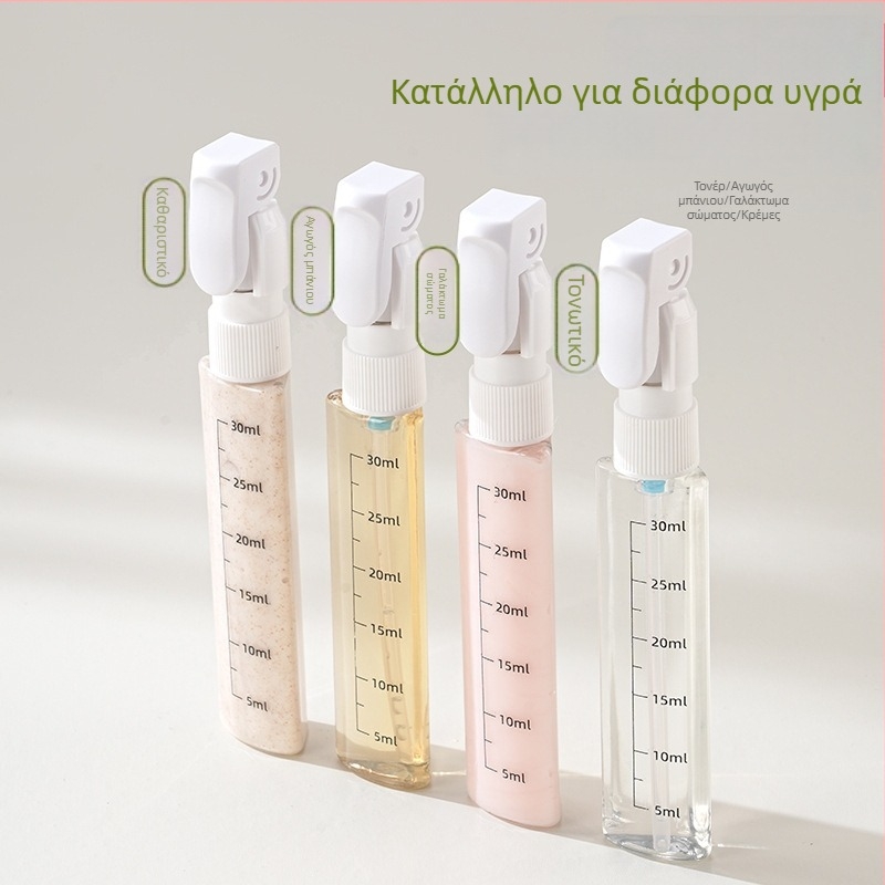 Τετραπλό δοσομετρικό μπουκάλι ταξιδιού, υλικό PP, φορητή αποθήκευση καλλυντικών για σαμπουάν και αφρόλουτρο