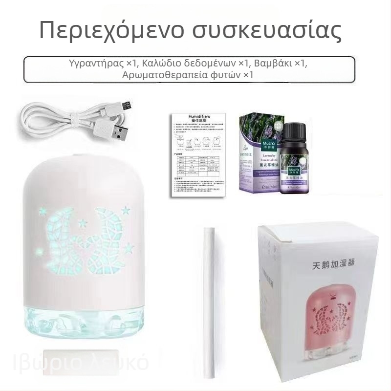 Μίνι υγραντήρας USB με LED φως, στρογγυλός σχεδιασμός, δεξαμενή 0,5 L, 1 έξοδος ομίχλης, τροφοδοσία USB, χρονοδιακόπτης 8+ ωρών, ήσυχη λειτουργία