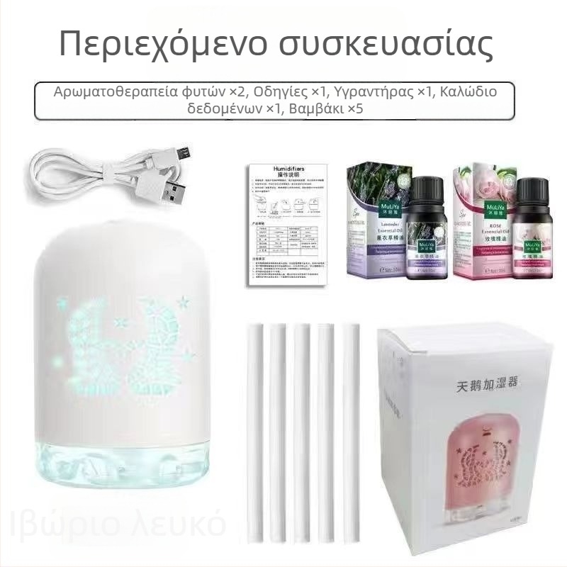 Μίνι υγραντήρας USB με LED φως, στρογγυλός σχεδιασμός, δεξαμενή 0,5 L, 1 έξοδος ομίχλης, τροφοδοσία USB, χρονοδιακόπτης 8+ ωρών, ήσυχη λειτουργία