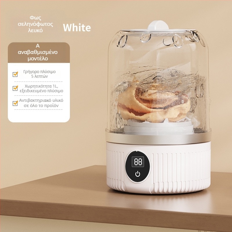 MN01 Φορητό Πλυντήριο για Εσώρουχα (Μηχανική λειτουργία; Χρονόμετρο έως 2 ώρες; USB επαναφορτιζόμενο + Ανεξάρτητη τροφοδοσία; Ονομαστική τάση 5V; Ισχύς 15W)