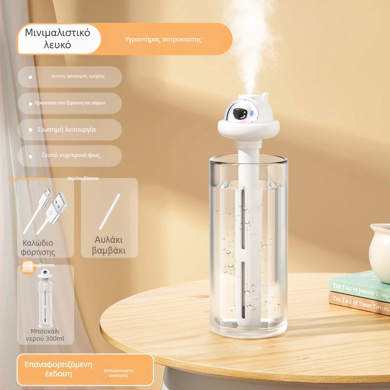 Υγραντήρας οικιακός – ήσυχος επιτραπέζιος, 21–30 τ.μ., δεξαμενή 1,0–2,5 L, 1 έξοδος ομίχλης, θόρυβος 36–45 dB, τροφοδοσία USB / μπαταρία / ενσωματωμένη τροφοδοσία