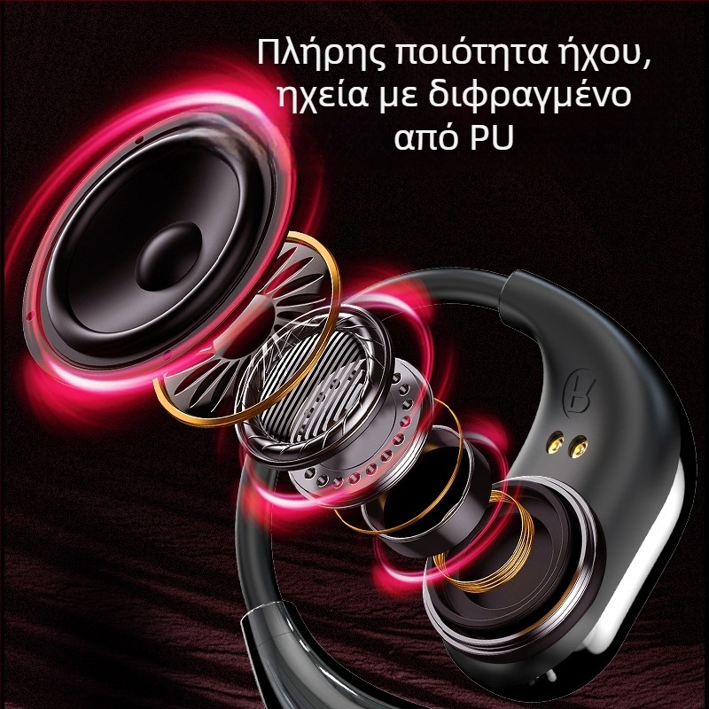 MG7 Ασύρματες Αθλητικές Ακουστικές με Κλιπ για το Αυτί, LCD έγχρωμη οθόνη, AI Μεταγ translator και Ταυτόχρονη Διερμηνεία (Bluetooth 5.4; αυτονομία >8 ωρών; ασύρματη φόρτιση; χαμηλή καθυστέρηση)