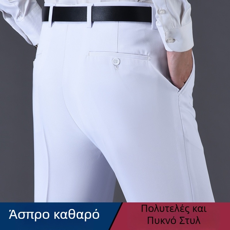 Ανδρικά παντελόνια από μαλλί σε ίσια γραμμή, επιχειρηματικό στυλ, 85% μαλλί σε ανάμειξη συνθετικών ινών, φθινοπωρινή εργασιακή ενδυμασία