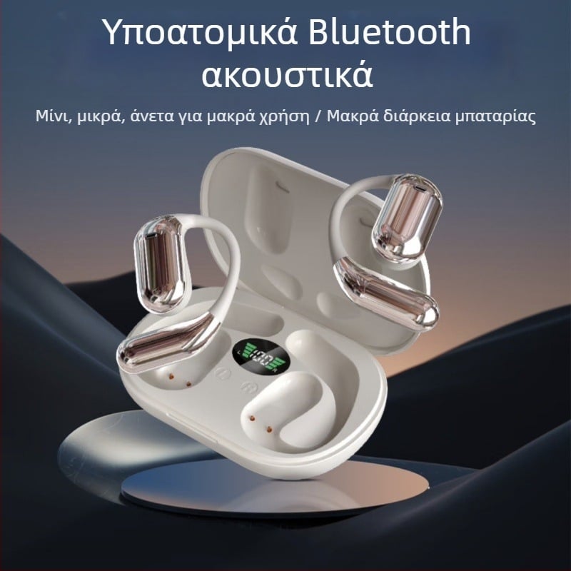 Ανοικτού τύπου Bluetooth ακουστικό για το αυτί, οθόνη αφής, ψηφιακή οθόνη, Bluetooth 5.4, αυτονομία μπαταρίας 8 ωρών