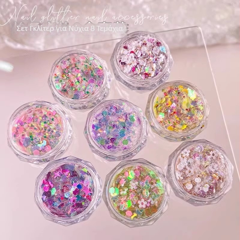 DIY διακοσμητικά νυχιών με γκλίτερ μίξη 32 g, αλουμίνιο οξείδιο, μοτίβο Έτος του Αλόγου