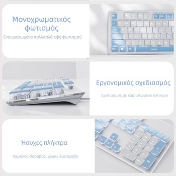 Σετ πληκτρολόγιο και ποντίκι με ενσύρματη USB σύνδεση, οπτικό 1600 DPI, φωτιζόμενο, εργονομικό, για οικιακή/γραφεία/παιχνίδια